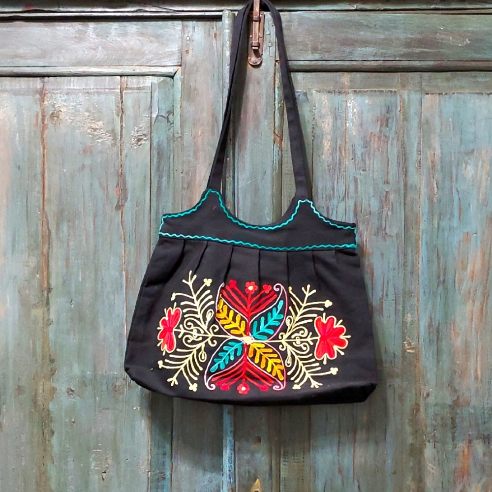 Traditional Multicolor Embroidery Shoulder Bag